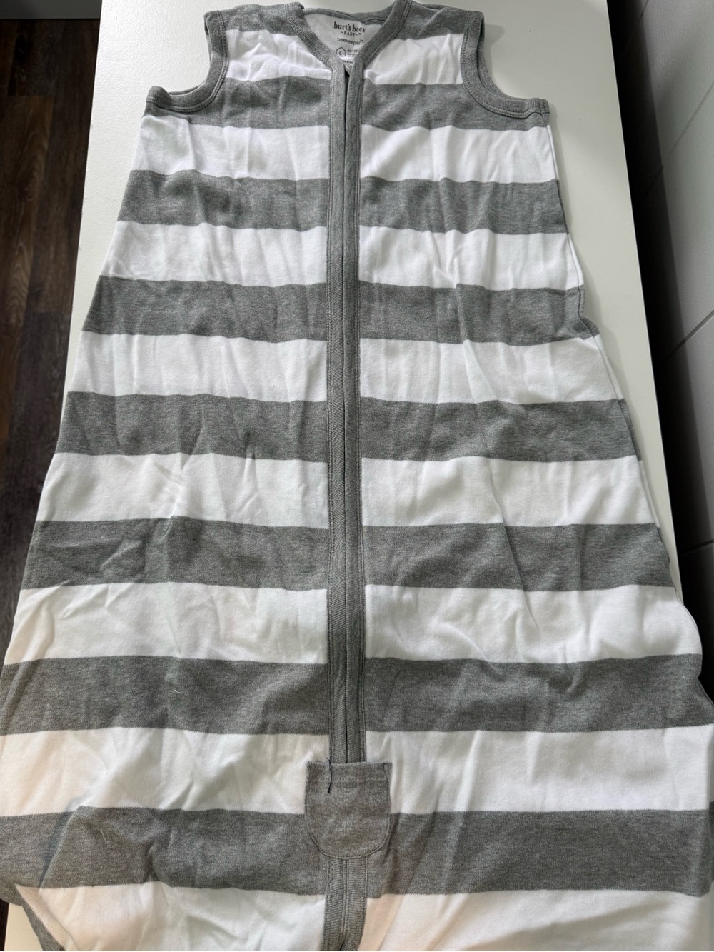 Burt's Bees Gray and White Sleeping sack